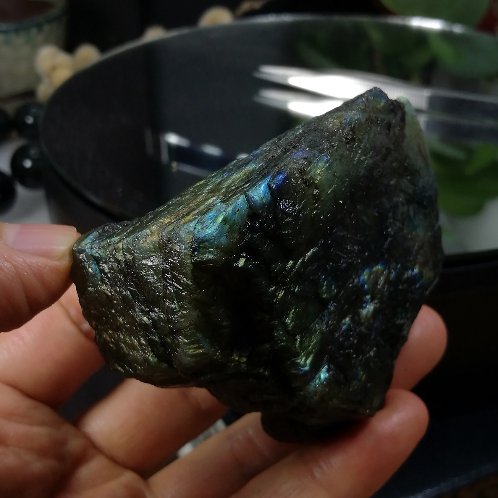 [友克鑫礦業]dg422約重199g-拉長石 原礦 未加工 原石 光譜石 Labradorite-細節圖3