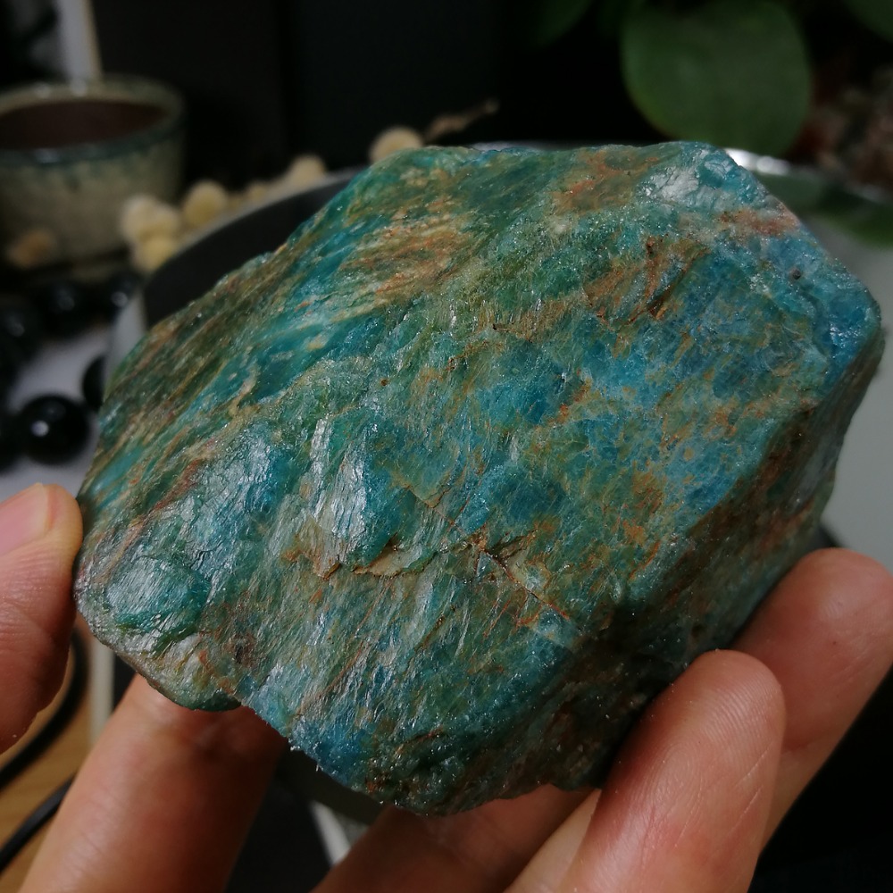 [友克鑫礦業]dd191約重304g-藍磷灰石原礦 磷灰石 Apatite 天然水晶 無加工未拋光原石 藍磷灰-細節圖2