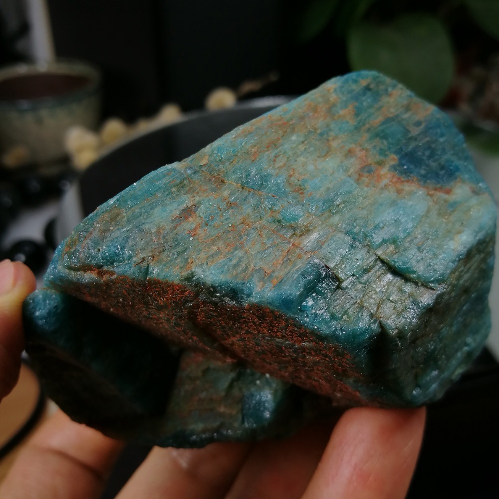 [友克鑫礦業]dd191約重304g-藍磷灰石原礦 磷灰石 Apatite 天然水晶 無加工未拋光原石 藍磷灰-細節圖3