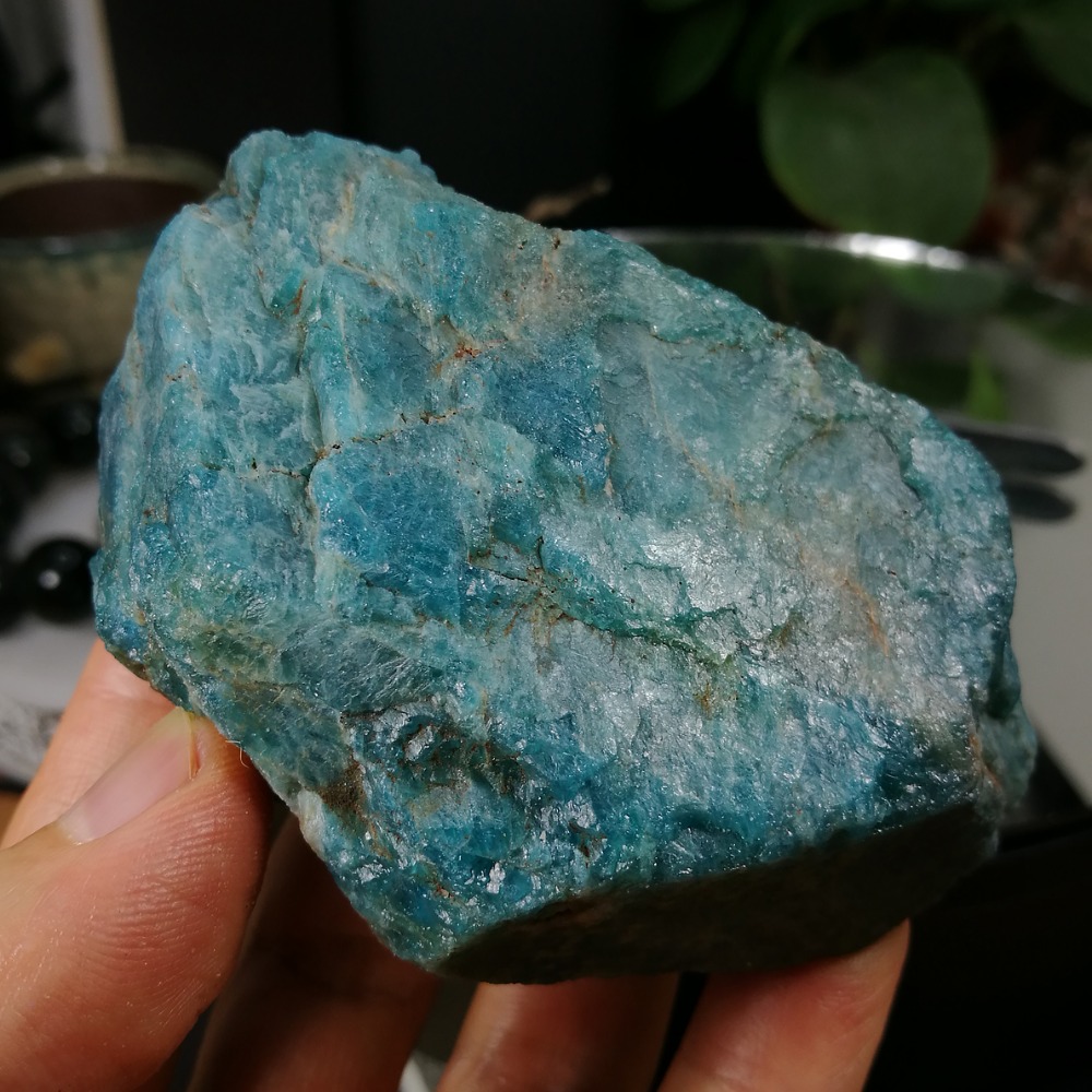 [友克鑫礦業]dd192約重253g-藍磷灰石原礦 磷灰石 Apatite 天然水晶 無加工未拋光原石 藍磷灰-細節圖2