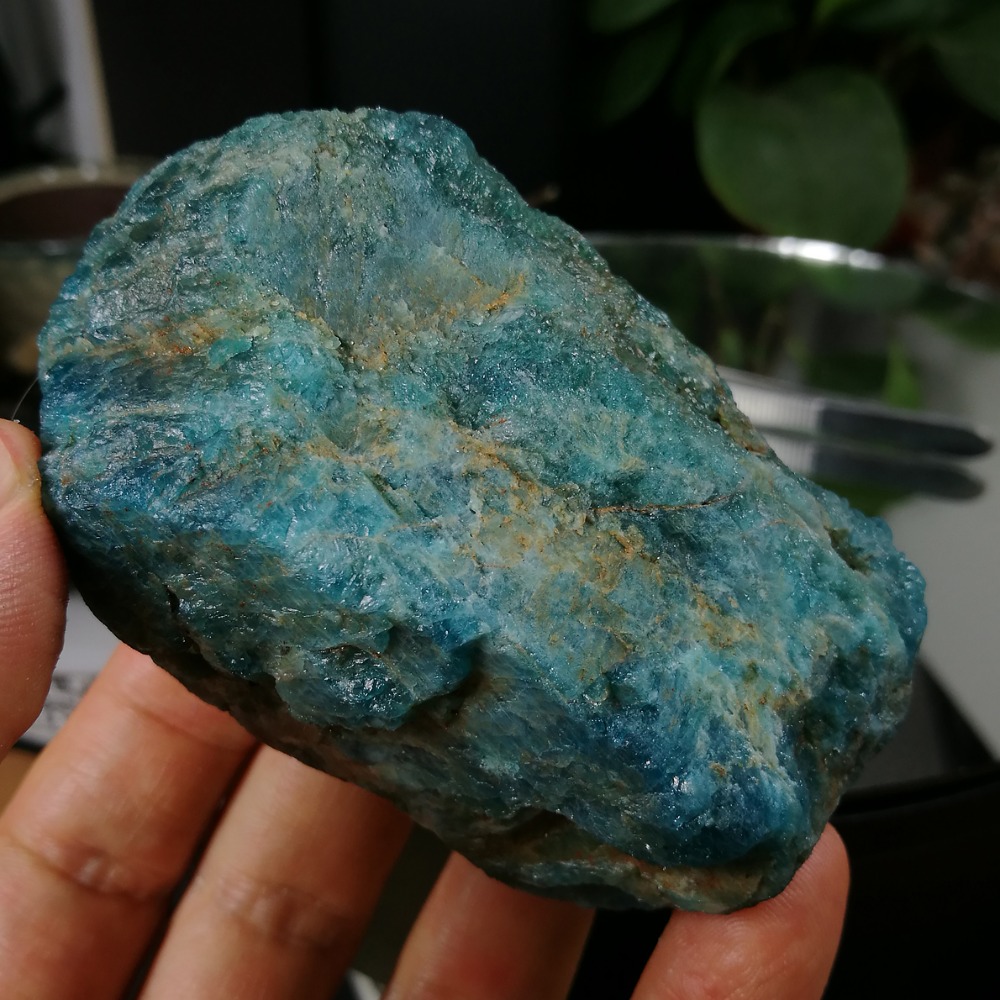 [友克鑫礦業]dd192約重253g-藍磷灰石原礦 磷灰石 Apatite 天然水晶 無加工未拋光原石 藍磷灰-細節圖3