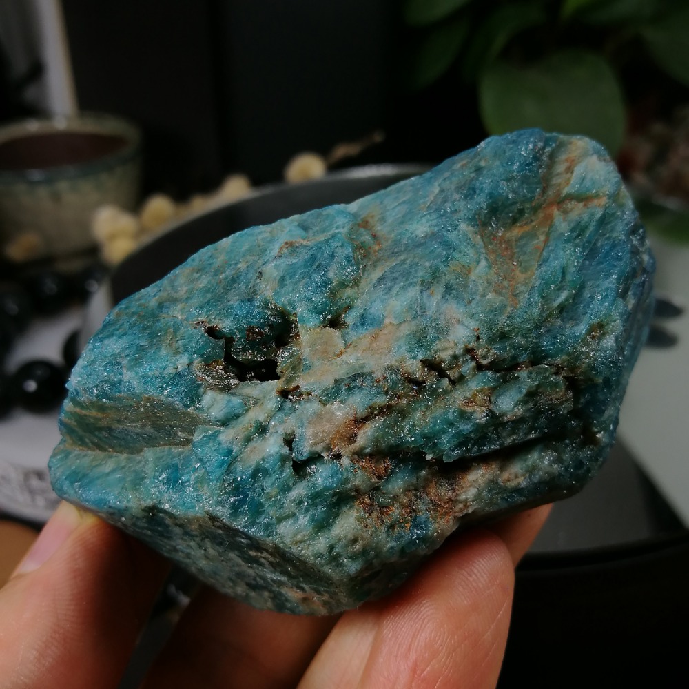 [友克鑫礦業]dd192約重253g-藍磷灰石原礦 磷灰石 Apatite 天然水晶 無加工未拋光原石 藍磷灰-細節圖4