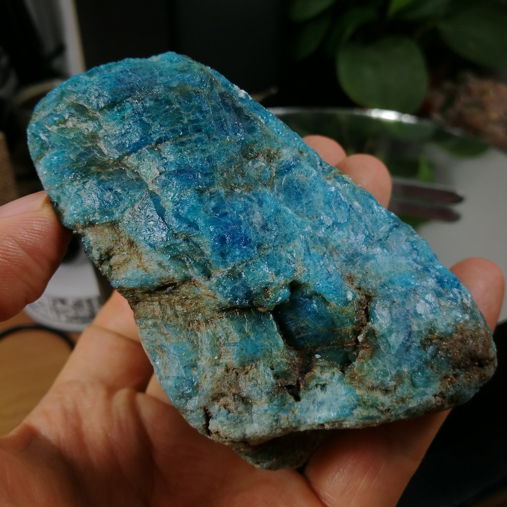 [友克鑫礦業]dd194約重294g-藍磷灰石原礦 磷灰石 Apatite 天然水晶 無加工未拋光原石 藍磷灰-細節圖2