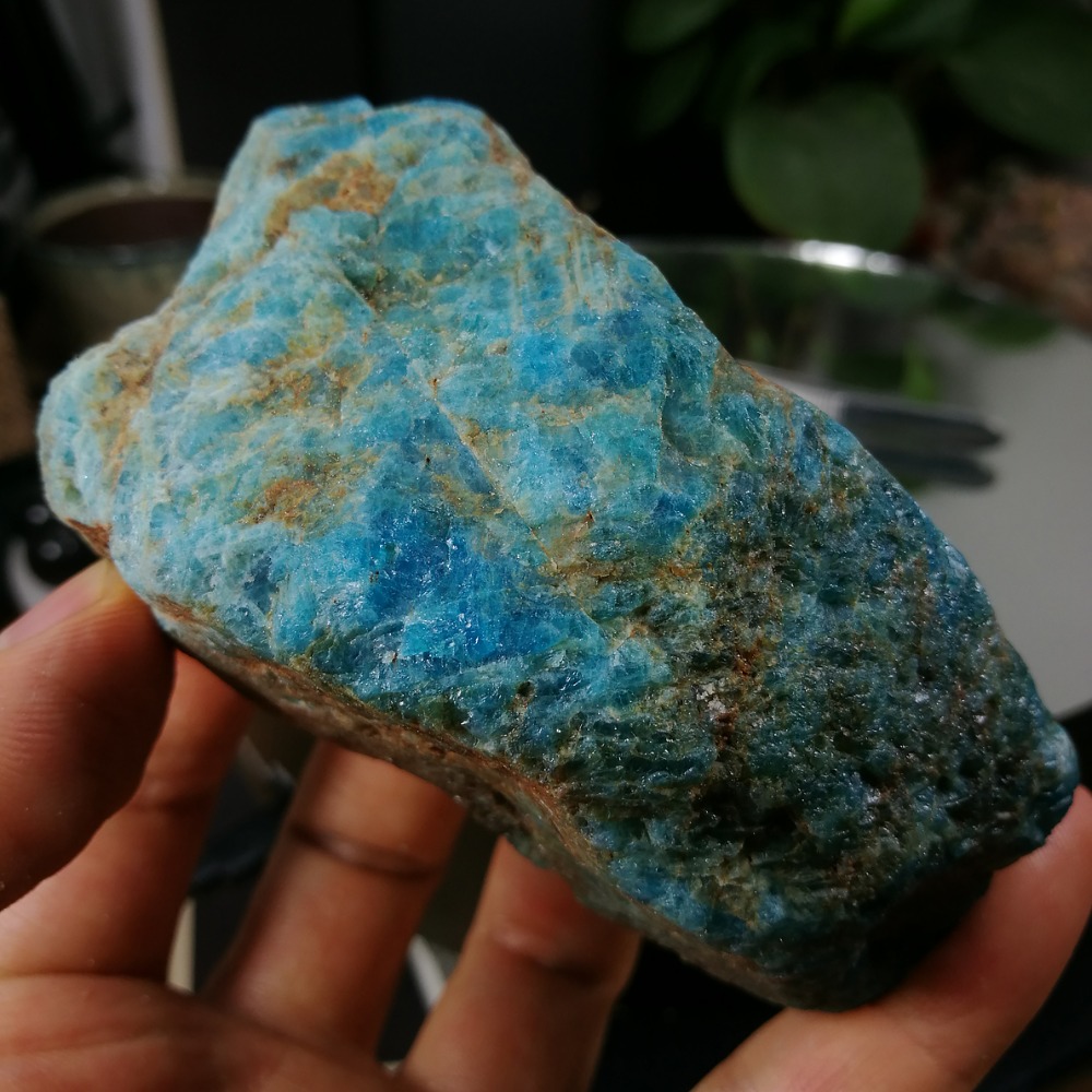 [友克鑫礦業]dd194約重294g-藍磷灰石原礦 磷灰石 Apatite 天然水晶 無加工未拋光原石 藍磷灰-細節圖4