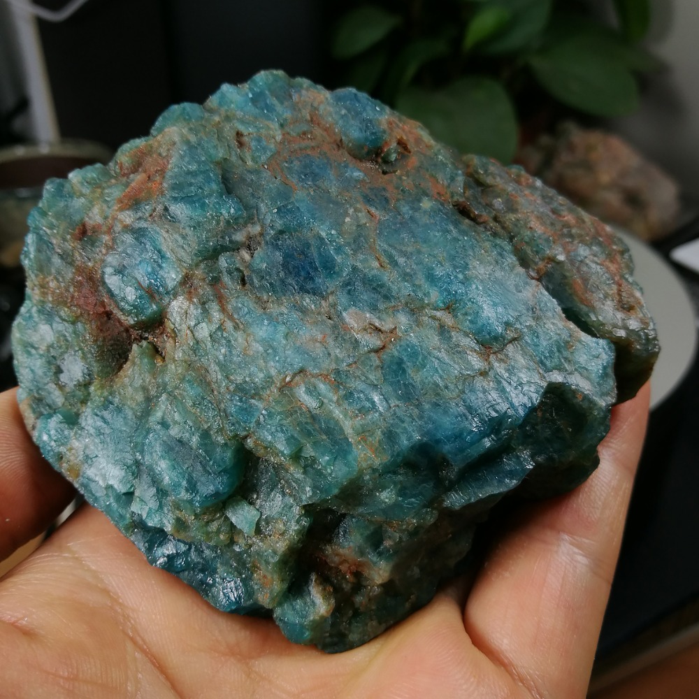 [友克鑫礦業]dd195約重364g-藍磷灰石原礦 磷灰石 Apatite 天然水晶 無加工未拋光原石 藍磷灰-細節圖2