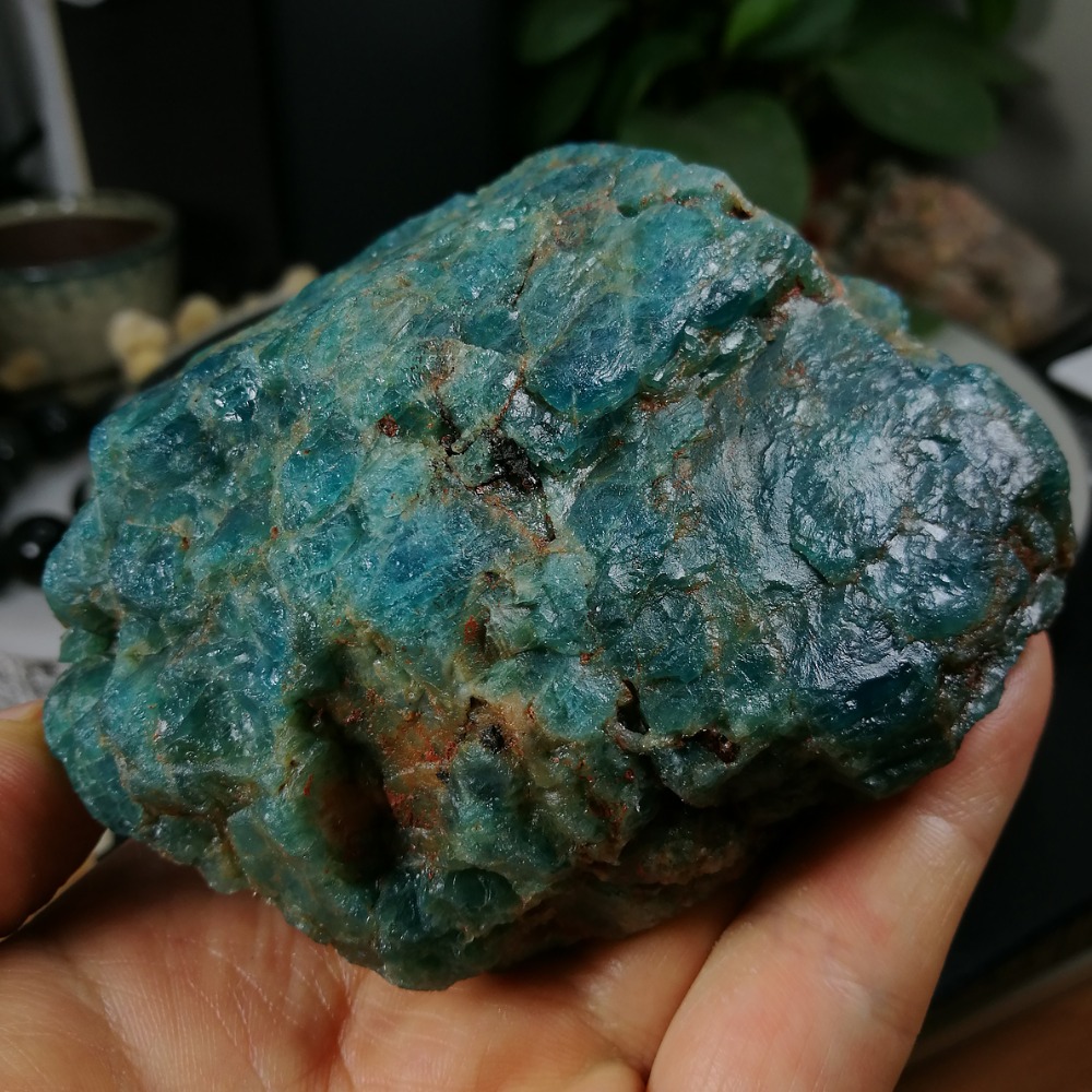 [友克鑫礦業]dd195約重364g-藍磷灰石原礦 磷灰石 Apatite 天然水晶 無加工未拋光原石 藍磷灰-細節圖4