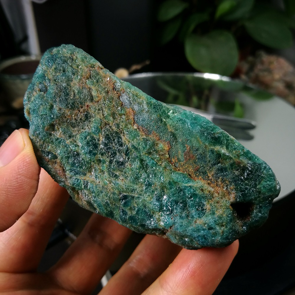 [友克鑫礦業]dd197約重296.4g-藍磷灰石原礦 磷灰石 Apatite 天然水晶 無加工未拋光原石 藍磷灰-細節圖3