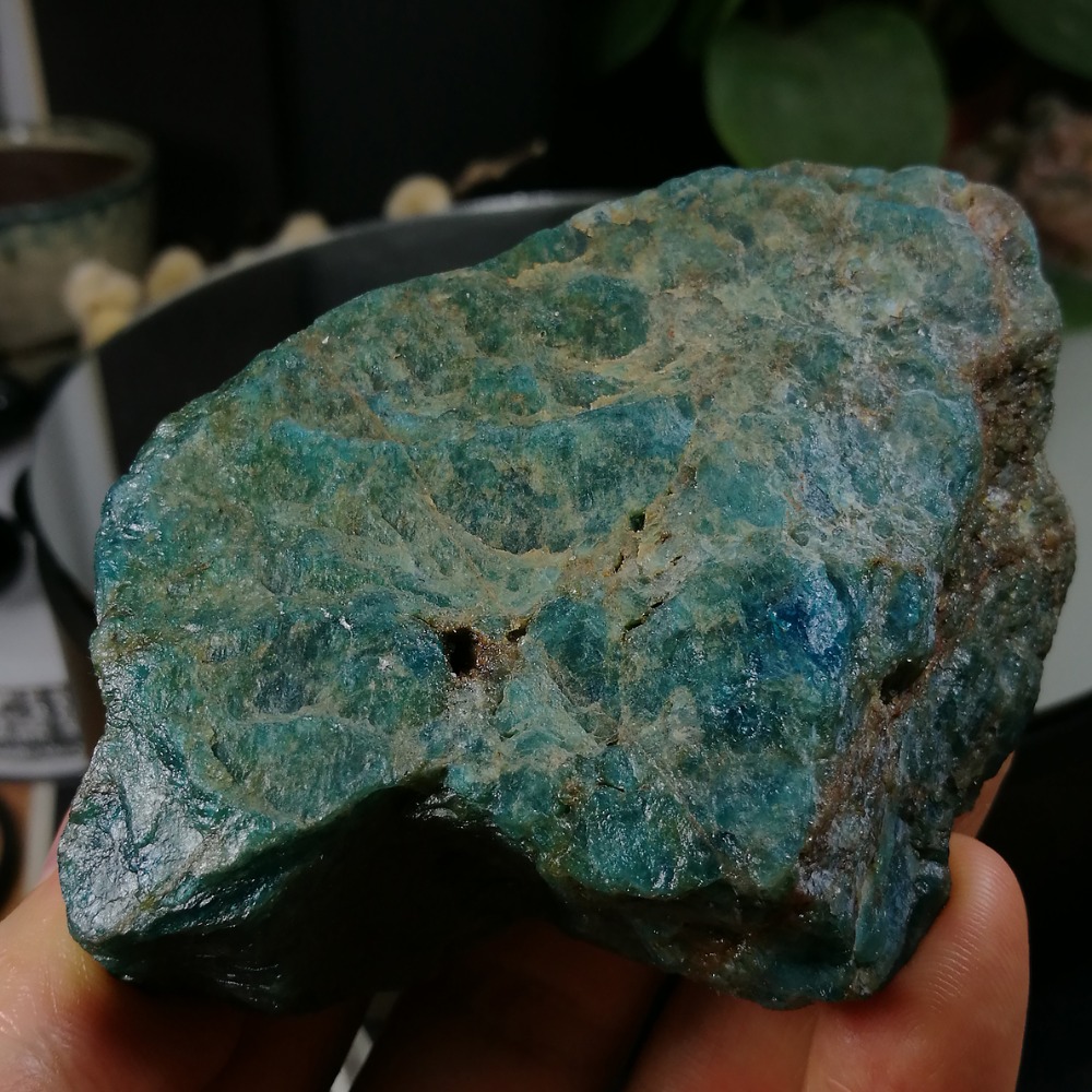 [友克鑫礦業]dd199約重253g-藍磷灰石原礦 磷灰石 Apatite 天然水晶 無加工未拋光原石 藍磷灰-細節圖2