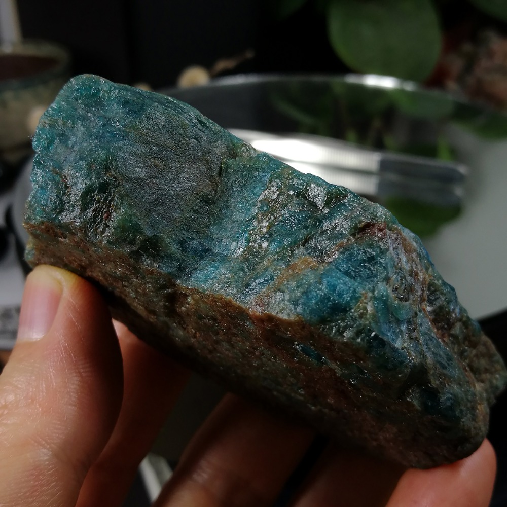 [友克鑫礦業]dd199約重253g-藍磷灰石原礦 磷灰石 Apatite 天然水晶 無加工未拋光原石 藍磷灰-細節圖3