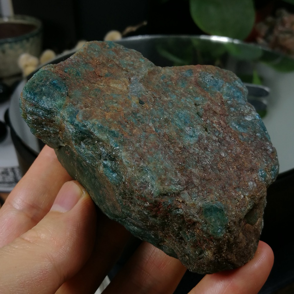 [友克鑫礦業]dd199約重253g-藍磷灰石原礦 磷灰石 Apatite 天然水晶 無加工未拋光原石 藍磷灰-細節圖4