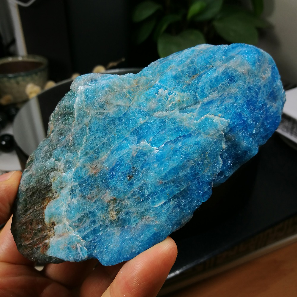 [友克鑫礦業]dd203約重380g-藍磷灰石原礦 磷灰石 Apatite 天然水晶 無加工未拋光原石 藍磷灰-細節圖2
