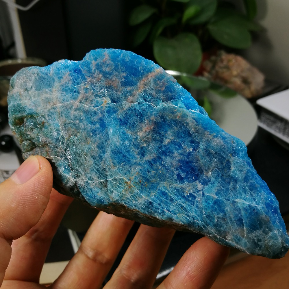 [友克鑫礦業]dd203約重380g-藍磷灰石原礦 磷灰石 Apatite 天然水晶 無加工未拋光原石 藍磷灰-細節圖3