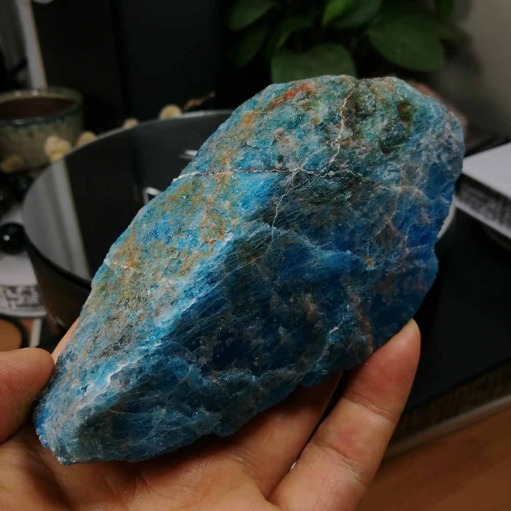 [友克鑫礦業]dd203約重380g-藍磷灰石原礦 磷灰石 Apatite 天然水晶 無加工未拋光原石 藍磷灰-細節圖4