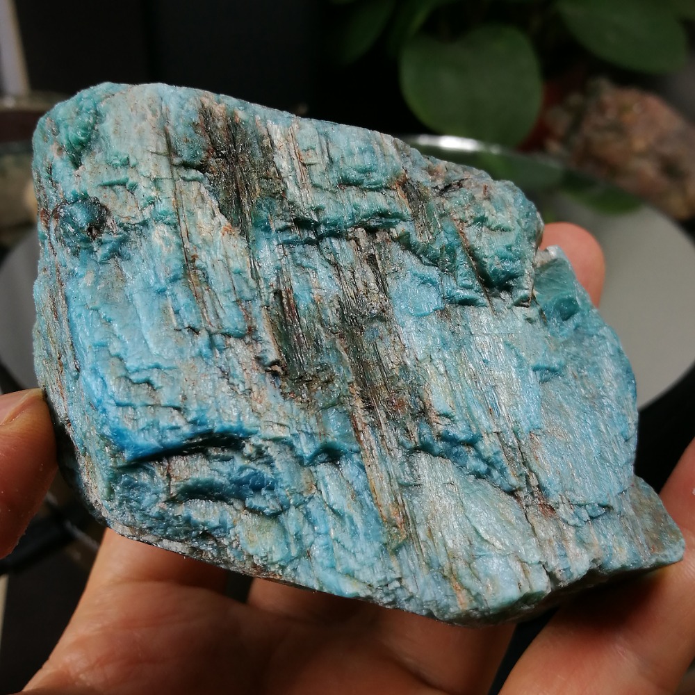 [友克鑫礦業]dd204約重350g-藍磷灰石原礦 磷灰石 Apatite 天然水晶 無加工未拋光原石 藍磷灰-細節圖2