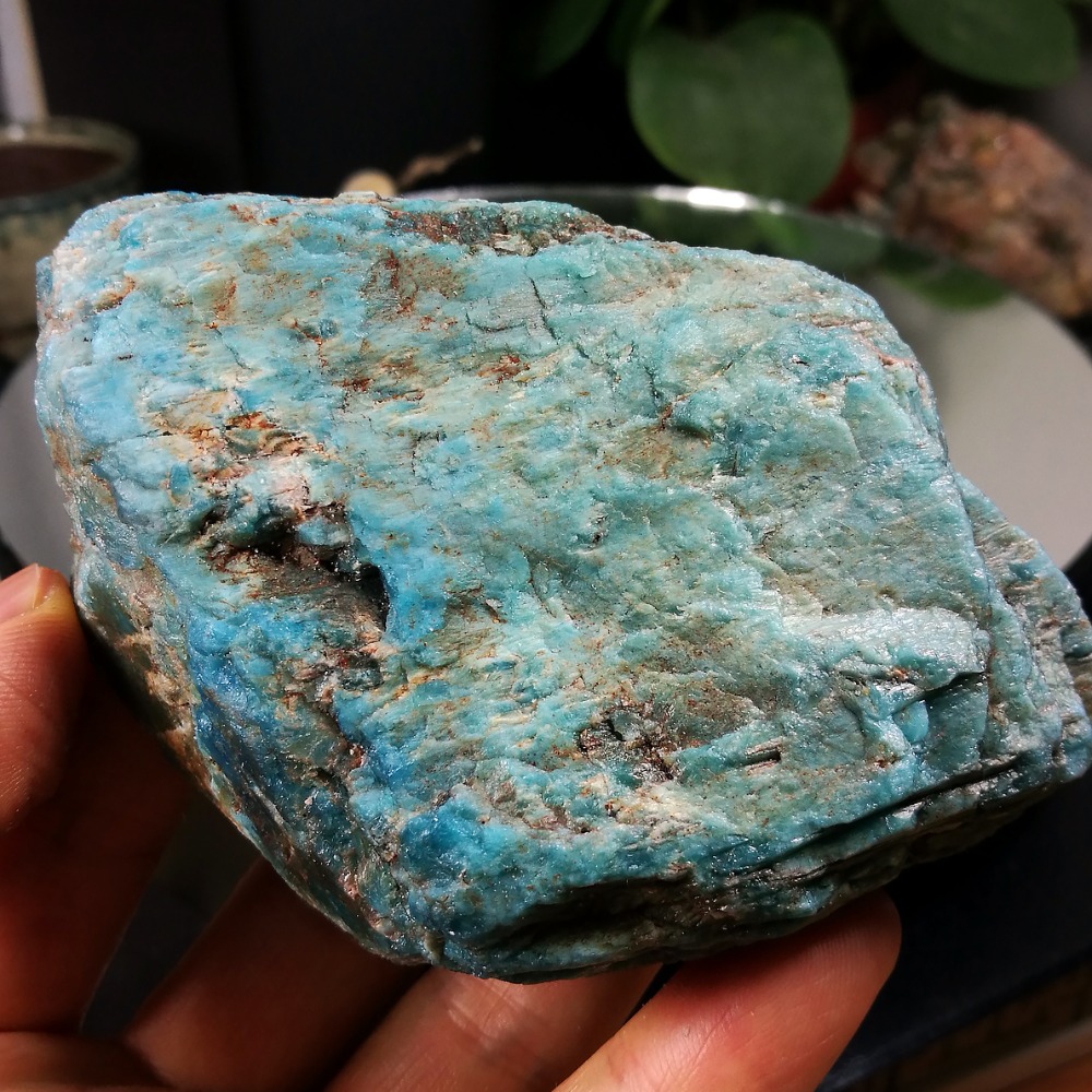 [友克鑫礦業]dd204約重350g-藍磷灰石原礦 磷灰石 Apatite 天然水晶 無加工未拋光原石 藍磷灰-細節圖4