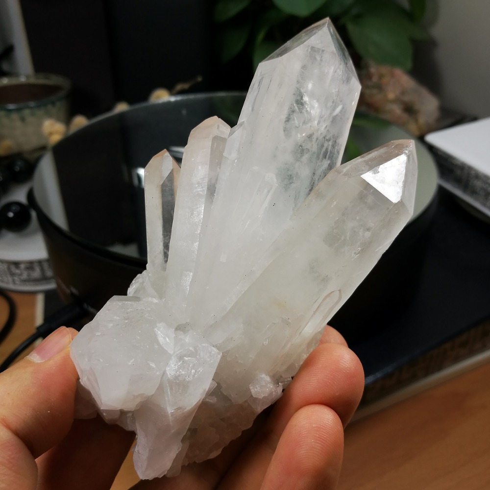 [友克鑫礦業]ac1399約重216g-通靈水晶 大師水晶 白水晶簇 水晶柱 原礦 粉皮水晶-細節圖2