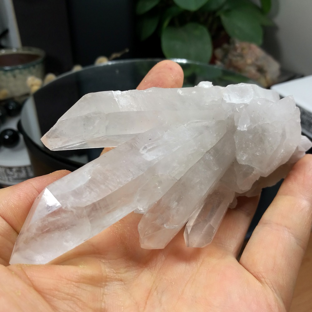 [友克鑫礦業]ac1399約重216g-通靈水晶 大師水晶 白水晶簇 水晶柱 原礦 粉皮水晶-細節圖3