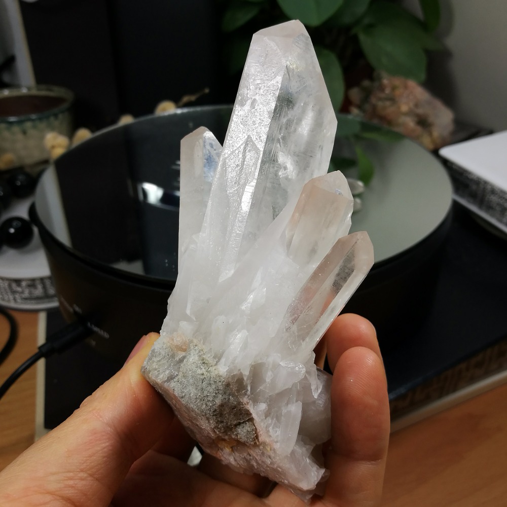 [友克鑫礦業]ac1399約重216g-通靈水晶 大師水晶 白水晶簇 水晶柱 原礦 粉皮水晶-細節圖4