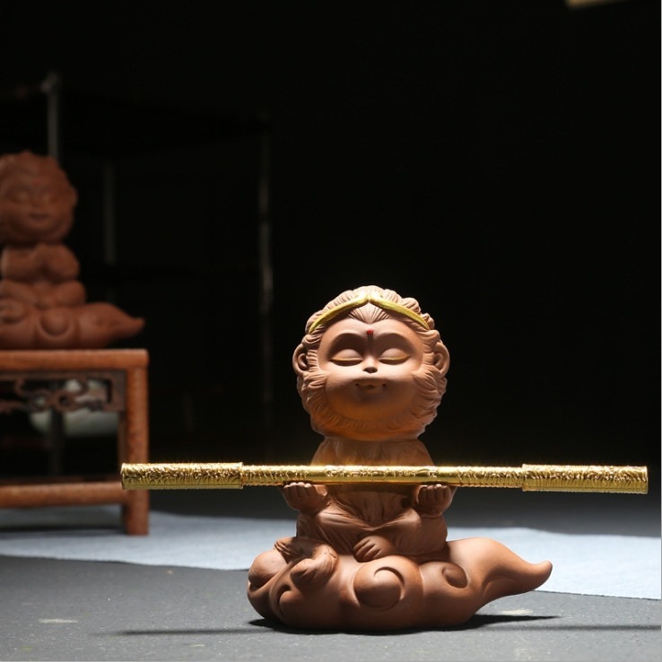 齊天大聖孫悟空大聖歸來紫砂茶寵功夫茶具靜坐禪意創意擺件可養茶寵茶具配件贈送金箍棒-細節圖4