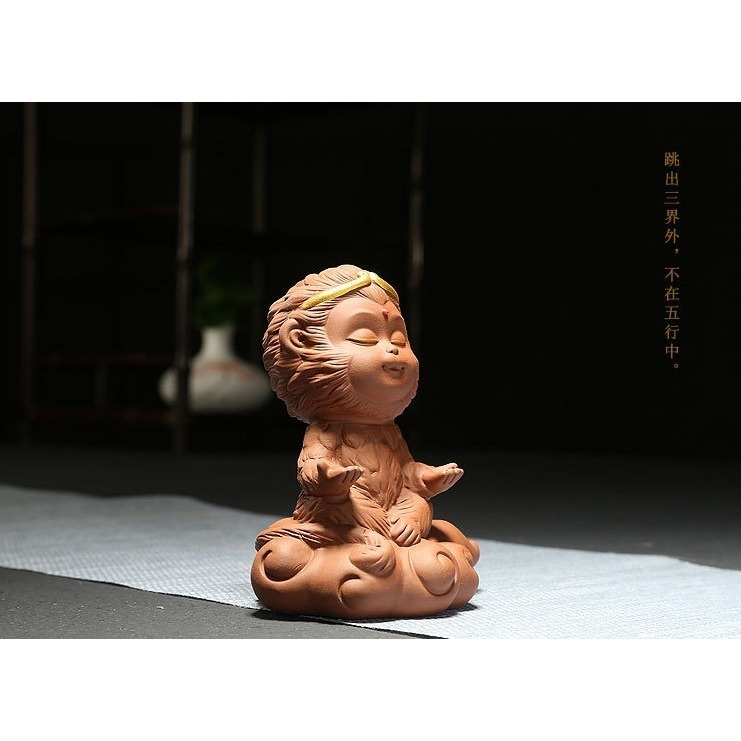 齊天大聖孫悟空大聖歸來紫砂茶寵功夫茶具靜坐禪意創意擺件可養茶寵茶具配件贈送金箍棒-細節圖5
