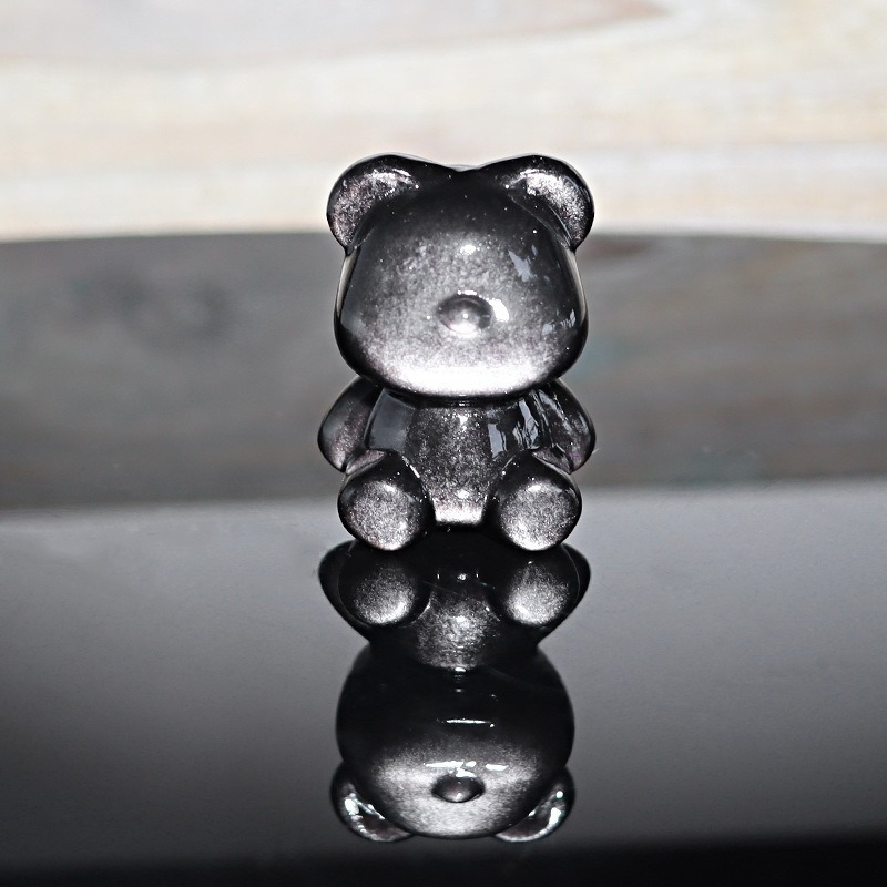 天然 銀曜石 精選7A銀曜 銀眼 可愛小熊 暴力熊 小擺件 時尚 個性 潮流 擺飾 百分百天然銀曜石正品保證-細節圖5