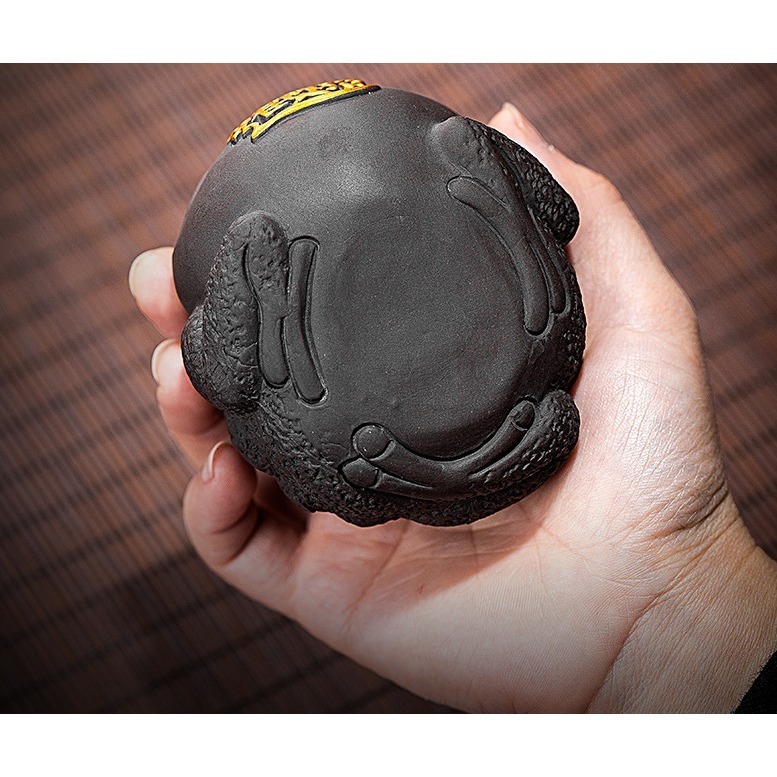 紫砂金蟾茶寵招財蟾蜍招財進寶三腳金蟾原礦紫砂紫泥窯燒招財風水小擺件可養茶寵茶具茶道藝術擺件藝品工藝品功夫茶具-細節圖4