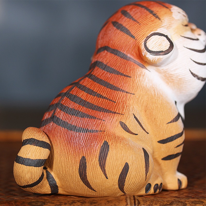 小萌虎 老虎  虎虎生風 宜興紫砂 紫砂茶寵 小擺件 精品 手工創意 紫砂 招財 開運 平安 裝飾 擺設 陶瓷 居家用品-細節圖2