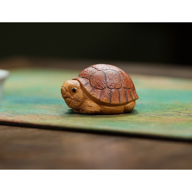 宜興紫砂 烏龜 寵物龜 金錢龜 長壽龜 紫砂茶寵 招財 風水 小擺件 可養茶寵 茶具茶道 工藝品 功夫茶具 原礦紫砂-細節圖3
