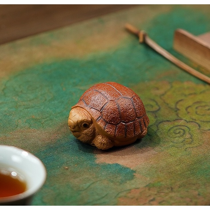 宜興紫砂 烏龜 寵物龜 金錢龜 長壽龜 紫砂茶寵 招財 風水 小擺件 可養茶寵 茶具茶道 工藝品 功夫茶具 原礦紫砂-細節圖5