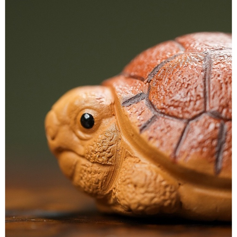 宜興紫砂 烏龜 寵物龜 金錢龜 長壽龜 紫砂茶寵 招財 風水 小擺件 可養茶寵 茶具茶道 工藝品 功夫茶具 原礦紫砂-細節圖7