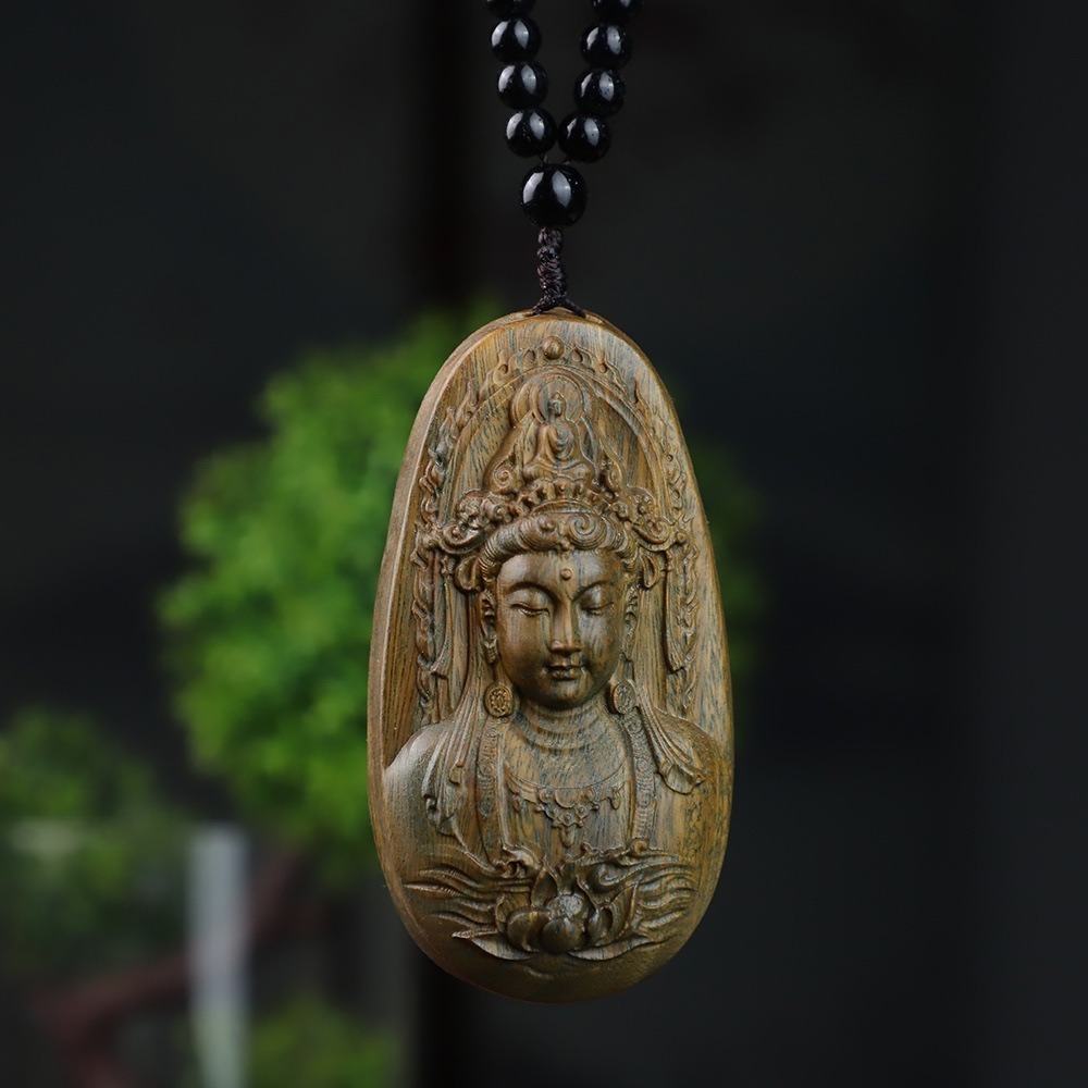 天然 綠檀木 愈瘡木 觀世音菩薩 觀音 度母 多羅 沉水手把件 風水擺件  開運招財 避邪鎮宅 百分百天然綠檀木正品保證-細節圖2