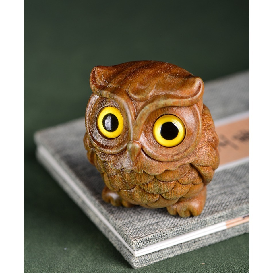 天然 綠檀木 愈瘡木 貓頭鷹  沉水手把件 手機吊墜吊飾鑰匙扣  風水擺件 開運招財避邪鎮宅 百分百天然綠檀木正品保證-細節圖3