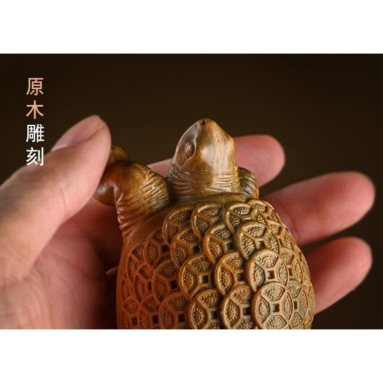 天然 綠檀木 愈瘡木 金錢龜 發財龜 烏龜長壽龜 沉水手把件 風水擺件  開運招財 避邪鎮宅 百分百天然綠檀木正品保證-細節圖4