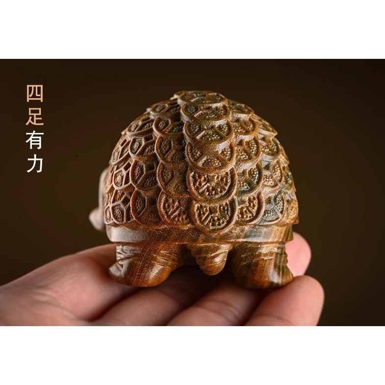 天然 綠檀木 愈瘡木 金錢龜 發財龜 烏龜長壽龜 沉水手把件 風水擺件  開運招財 避邪鎮宅 百分百天然綠檀木正品保證-細節圖5