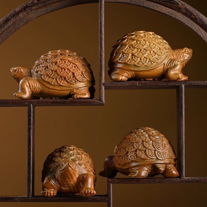 天然 綠檀木 愈瘡木 金錢龜 發財龜 烏龜長壽龜 沉水手把件 風水擺件  開運招財 避邪鎮宅 百分百天然綠檀木正品保證-細節圖6