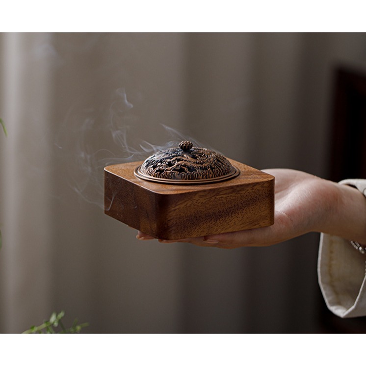 天然 胡桃木 香爐 盤香爐 香薰爐 香環爐 薰香 小盤香 念經 禪意 宗教 盤香 淨化空氣 百分百天然胡桃木原木正品保證-細節圖3