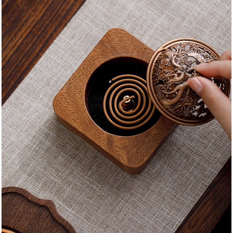 天然 胡桃木 香爐 盤香爐 香薰爐 香環爐 薰香 小盤香 念經 禪意 宗教 盤香 淨化空氣 百分百天然胡桃木原木正品保證-細節圖4