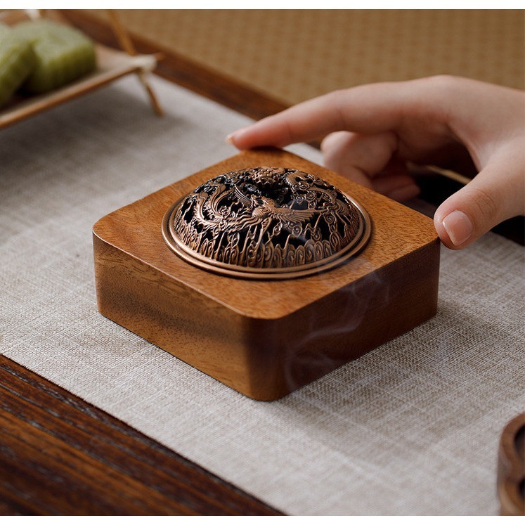 天然 胡桃木 香爐 盤香爐 香薰爐 香環爐 薰香 小盤香 念經 禪意 宗教 盤香 淨化空氣 百分百天然胡桃木原木正品保證-細節圖5