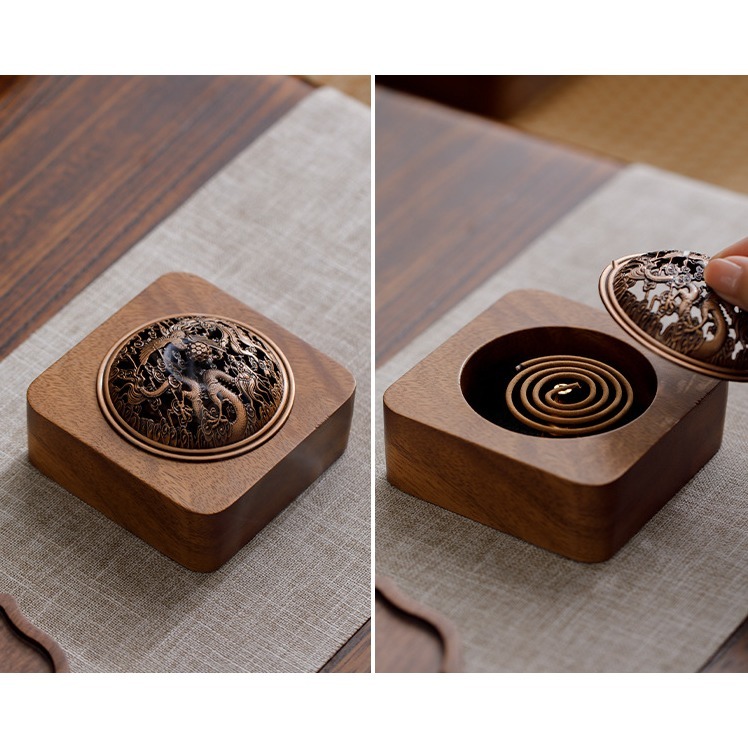 天然 胡桃木 香爐 盤香爐 香薰爐 香環爐 薰香 小盤香 念經 禪意 宗教 盤香 淨化空氣 百分百天然胡桃木原木正品保證-細節圖6