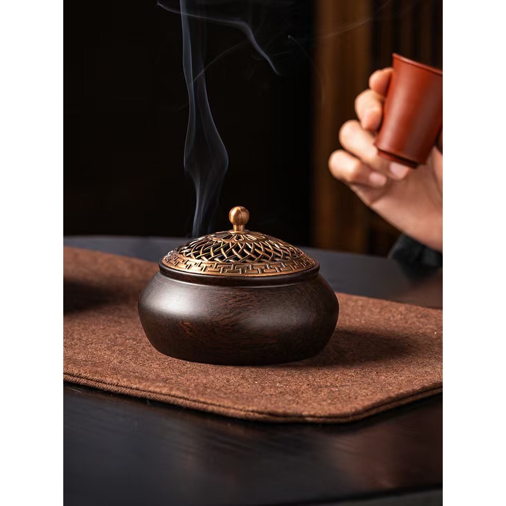 天然 黑檀木 盤香 香爐 黑檀 仿古 博多 香薰爐 香環爐 室內薰香 淨化空氣 百分百天然黑檀黑酸枝正品保證-細節圖5