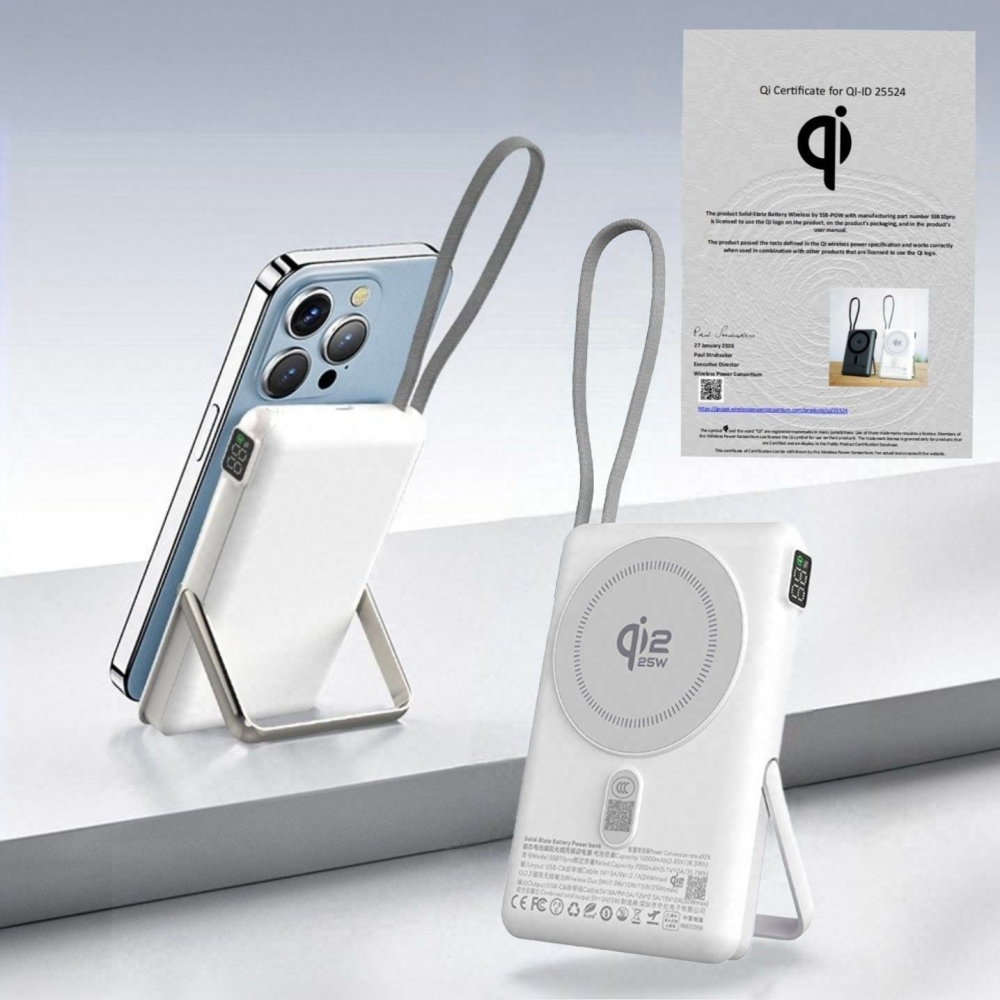 Qi2.2認證25W固態電池無線磁吸行動電源 真25W 自帶C線 支援蘋果 三星 CCC認證-細節圖7