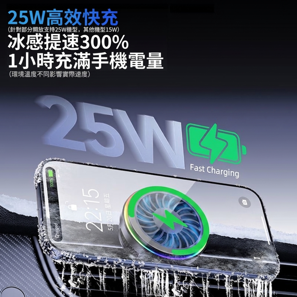 🚗 Qi2.2 25W 車家兩用磁吸製冷無線快充 真25W 車用手機支架 磁吸無線 支援iPhone 安卓🚗-細節圖4