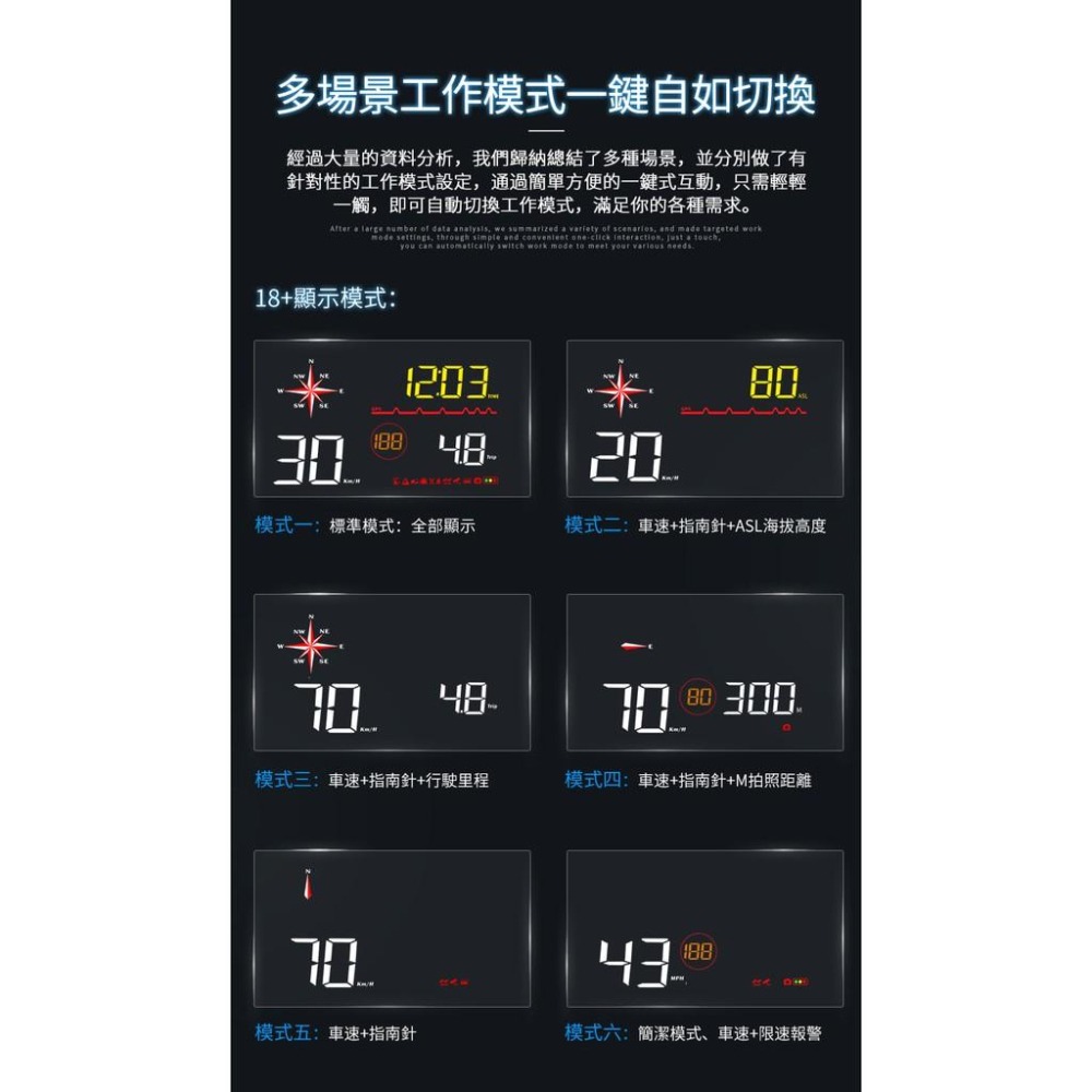 測速照相 台中昭昭 HUD多功能 衛星速度 抬頭顯示器 全車系通用~ 行車方向 大螢幕 油電汽柴油車  非OBD2-細節圖5