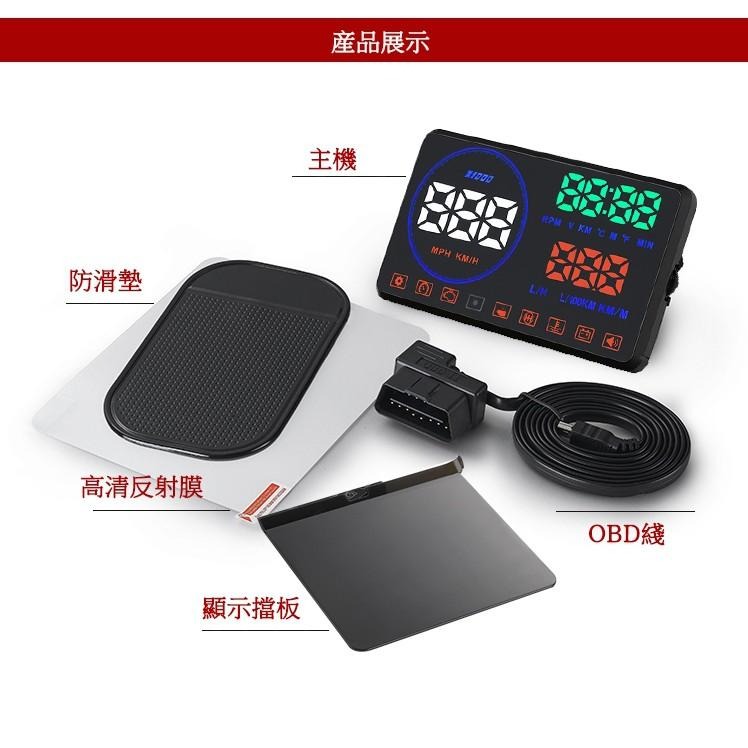 台中昭昭 現貨2025 最新燈珠爆亮帶檔板 5.5吋大營幕 OBD2 抬頭顯示器 旗艦版 HUD 水溫 超速警示 油電車-細節圖8