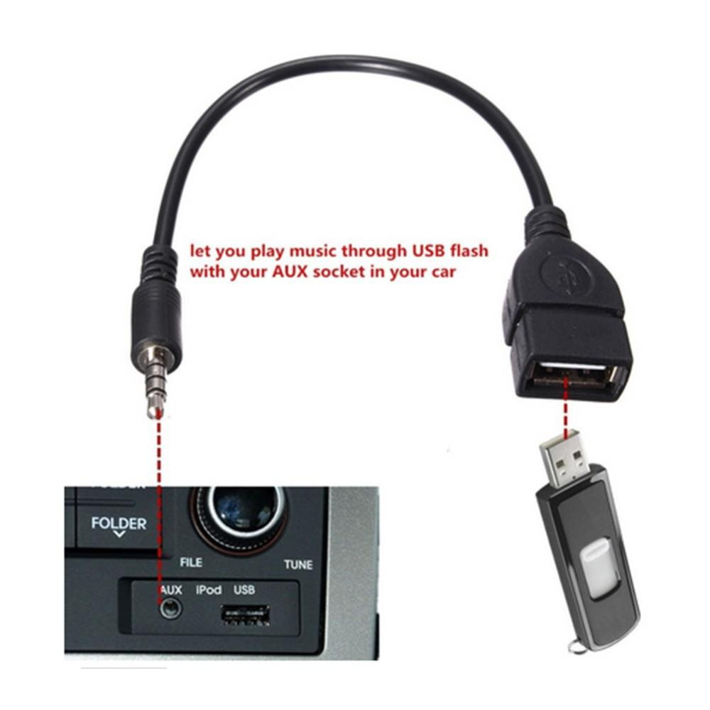 【現貨】USB母頭轉3.5MM 連接汽車CD機Aux車用音頻線-細節圖3