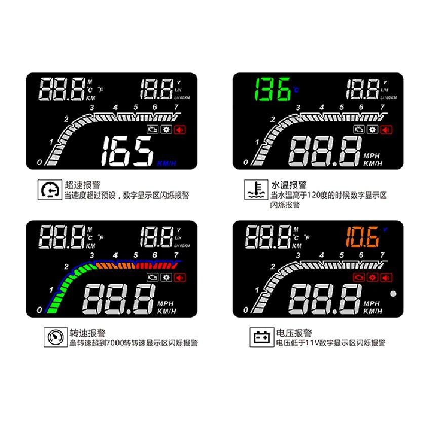 抬頭顯示器 2025最新 HUD 超大螢幕 超炫 多種顯示 OBD2 一次擁有 時速電壓油耗水溫超速警示-細節圖4