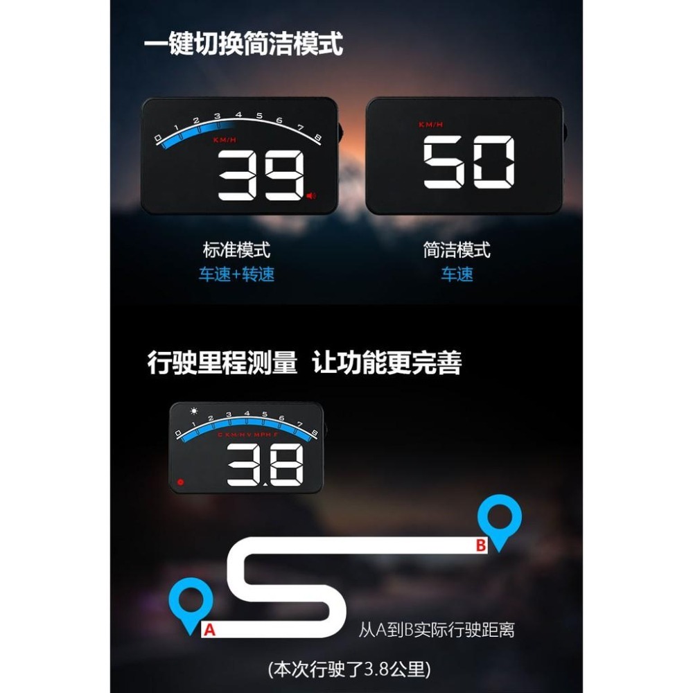 2025 hud 抬頭顯示器 大螢幕 累積里程 m6 時速 水溫 轉速 電壓 警報 一次擁有 非行車紀錄器-細節圖3