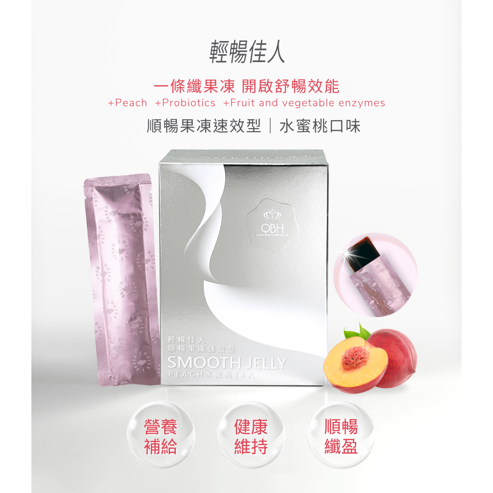 Q.B.H. 輕暢佳人 順暢果凍速效型 水蜜桃口味 / 補充營養 順暢果凍-細節圖2