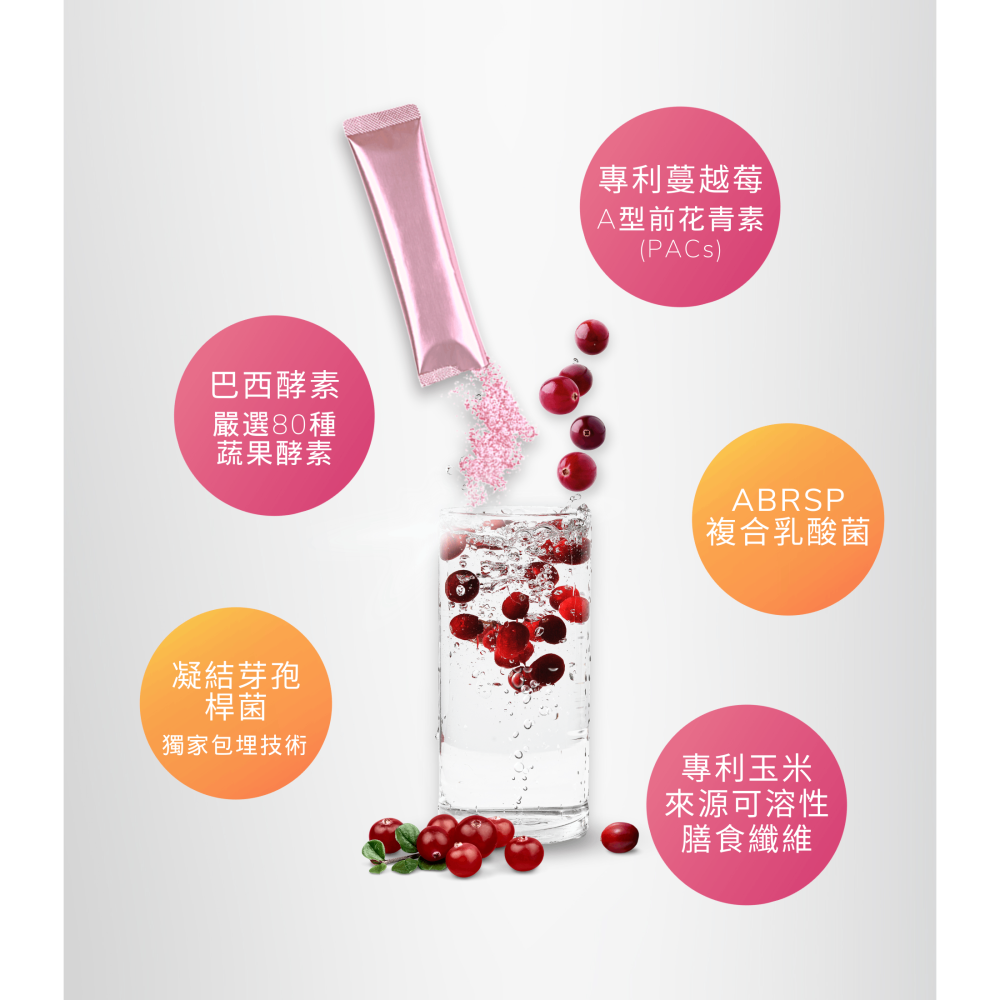 Q.B.H. 輕暢佳人 超效益菌泡泡飲 蔓越莓風味 /  調整腸道菌叢 私密保養-細節圖3