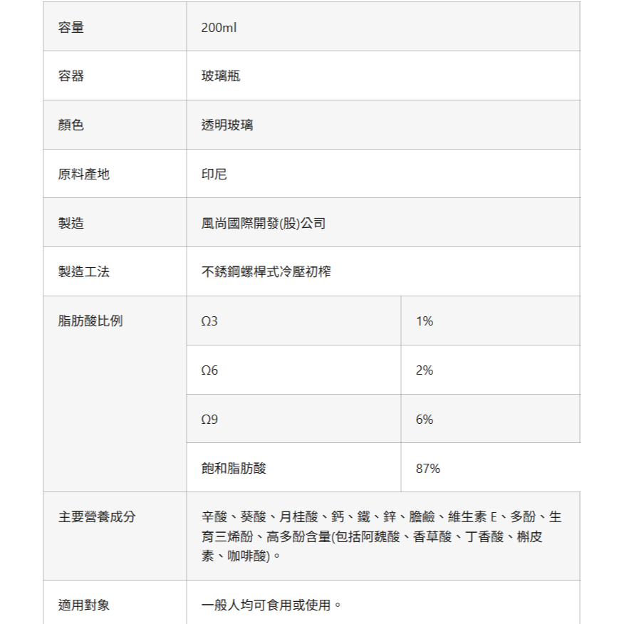 歐霖 冷壓椰子油 200ml-細節圖3